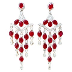 Natural Ruby 4.98cts & Diamond 0.67cts Earring in 18k Gold