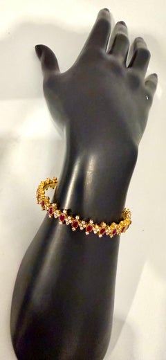Natural Ruby & 5 Ct Diamond Bangle/Bracelet in 22 Karat Yellow Gold 29.4 Grams