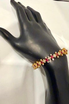 Natural Ruby & 5 Ct Diamond Bangle/Bracelet in 22 Karat Yellow Gold 29.4 Grams