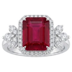 Natural Ruby 5.54cts & Diamond 0.73cts Ring in 18k Gold