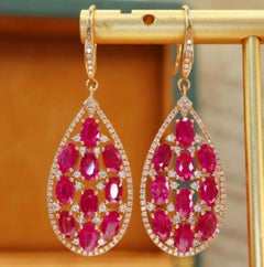 Natural Ruby 5.55cts & Diamond 0.78cts Earring in 18k Gold
