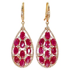 Natural Ruby 5.55cts & Diamond 0.78cts Earring in 18k Gold