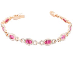 Natural Ruby 5.72cts & Diamond 2.08cts Bracelet in 18k Gold