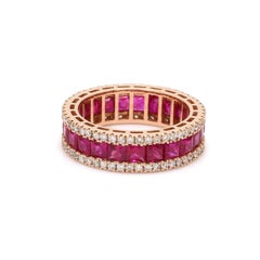 Natural Ruby 5cts & Diamond 0.65cts Ring in 14k Gold