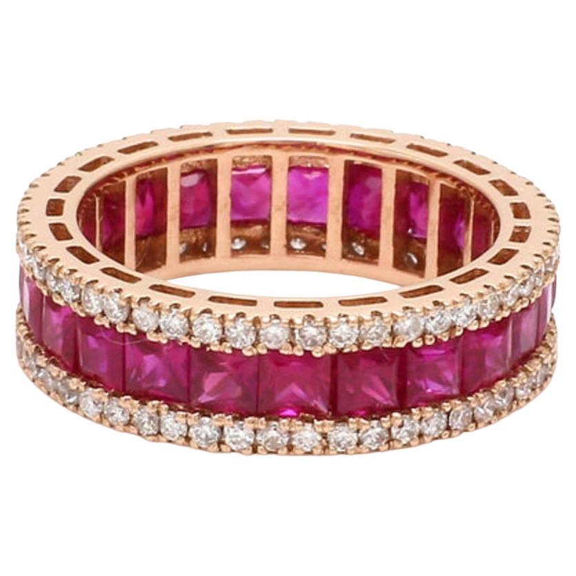 Natural Ruby 5cts 
Diamond 0.65cts Ring in 14k Gold