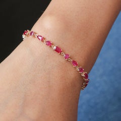 Natural Ruby 6.22cts Bracelet in 14K Gold