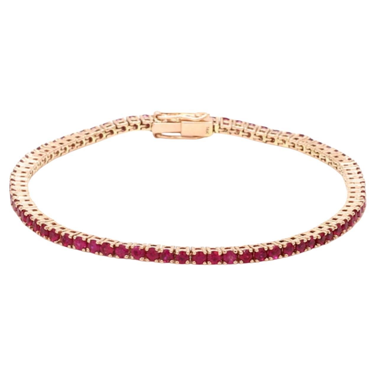Natural Ruby 6cts Bracelet in 14K Gold