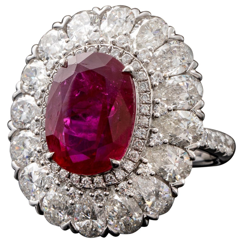 Rubino naturale 7.11ct Sangue di Piccione Qualità Anello Taglio Ovale Birmania Senza Calore