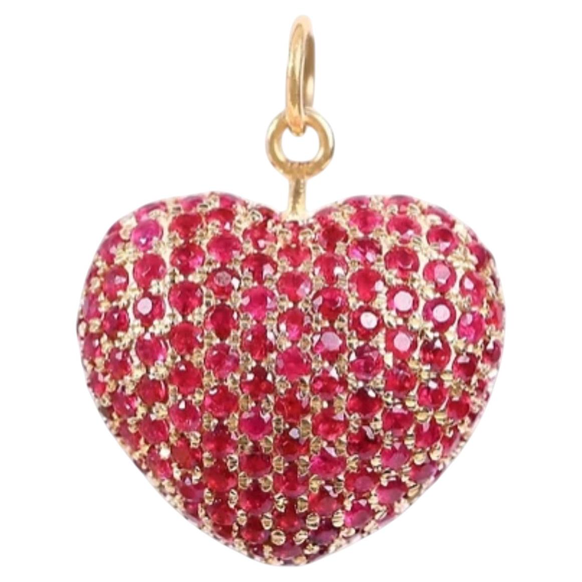 Natural Ruby 7.15ct Pendant Necklace in 14K Gold, India, New For Sale