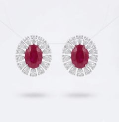 Boucles d'oreilles en or 18 carats avec rubis naturel de 7,45 carats et diamants de 2,35 carats