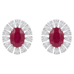 Boucles d'oreilles en or 18 carats avec rubis naturel de 7,45 carats et diamants de 2,35 carats
