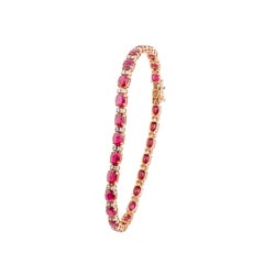 Natural ruby 9.75cts & diamond 0.43cts bracelet in 18k gold