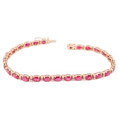 Pulsera de rubí natural 9,75cts, diamante 0,43cts en oro de 18k