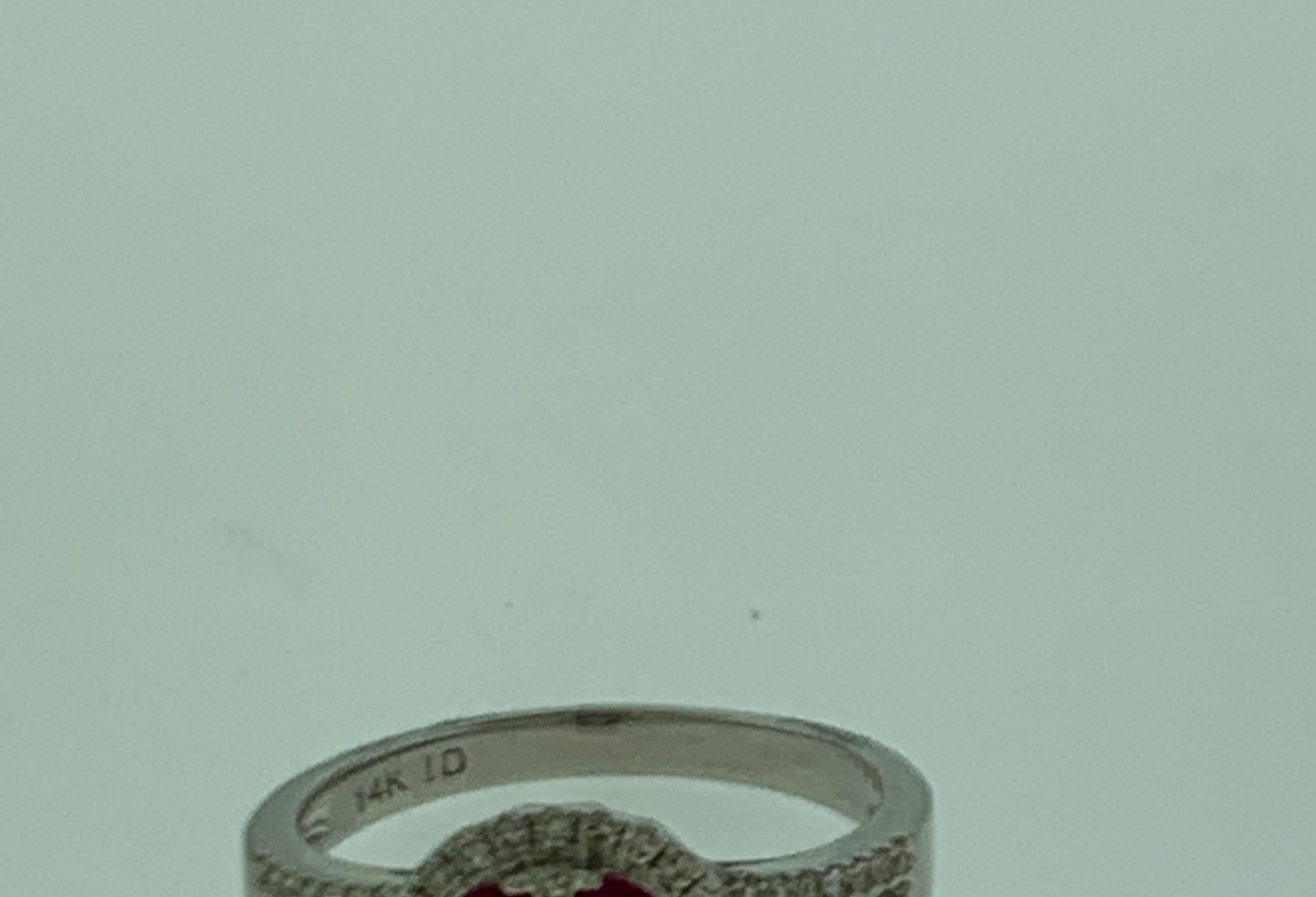 Natural Ruby and Diamond 14 Karat White Gold Ring Size 7 3