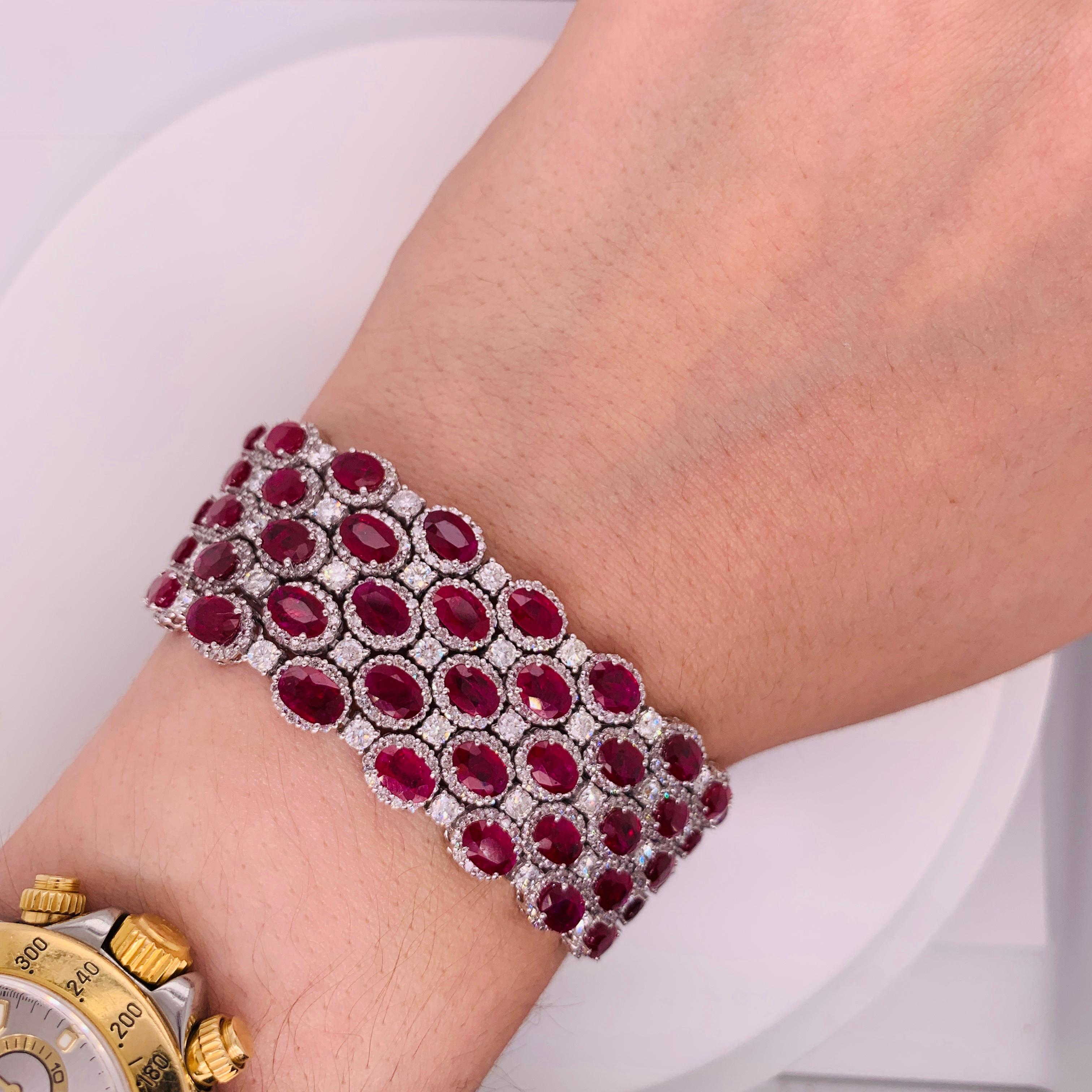 Natural Ruby and Diamond Bracelet In New Condition In New York, NY