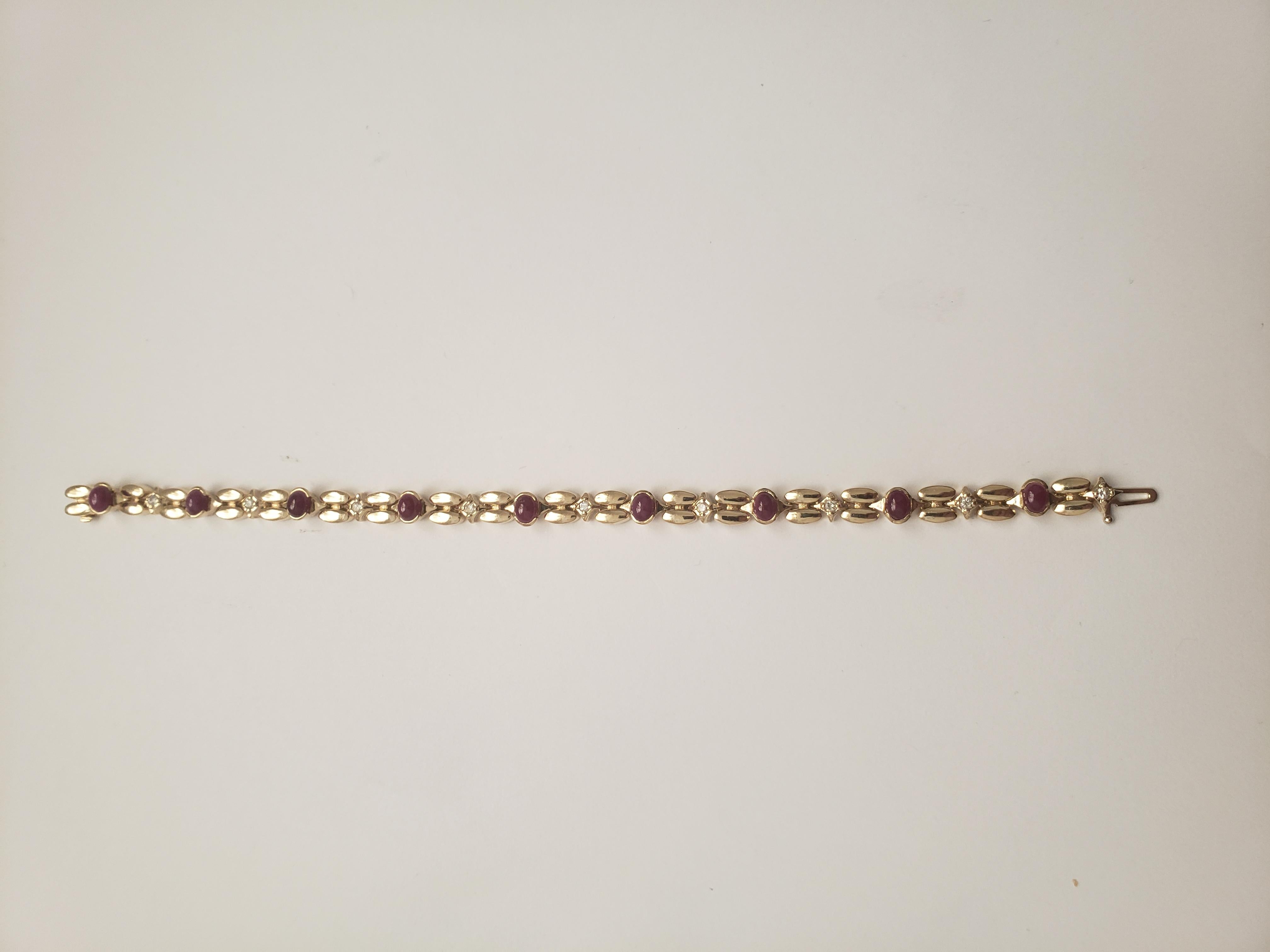 NEW Natural Ruby and Diamond  Bracelet in 14k Solid Yellow Gold For Sale 14