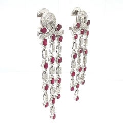 Natural Ruby and diamond clip-on dangle earrings