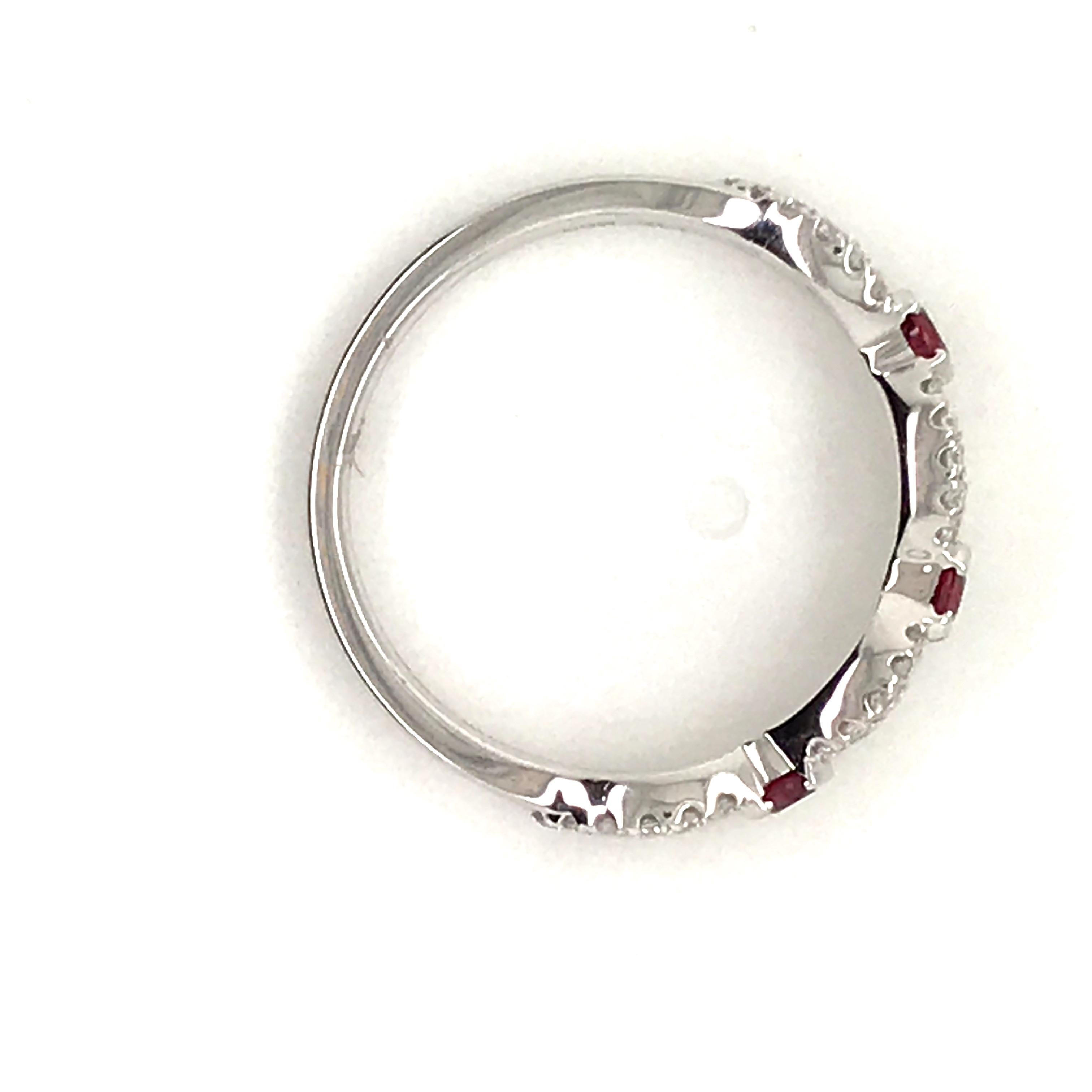 Round Cut Natural Ruby and Diamond Fashion Band For Sale