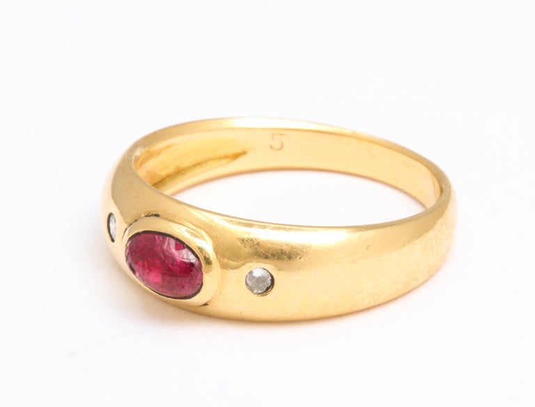 Natural Ruby and Diamond Gold Gypsy Ring For Sale at 1stDibs