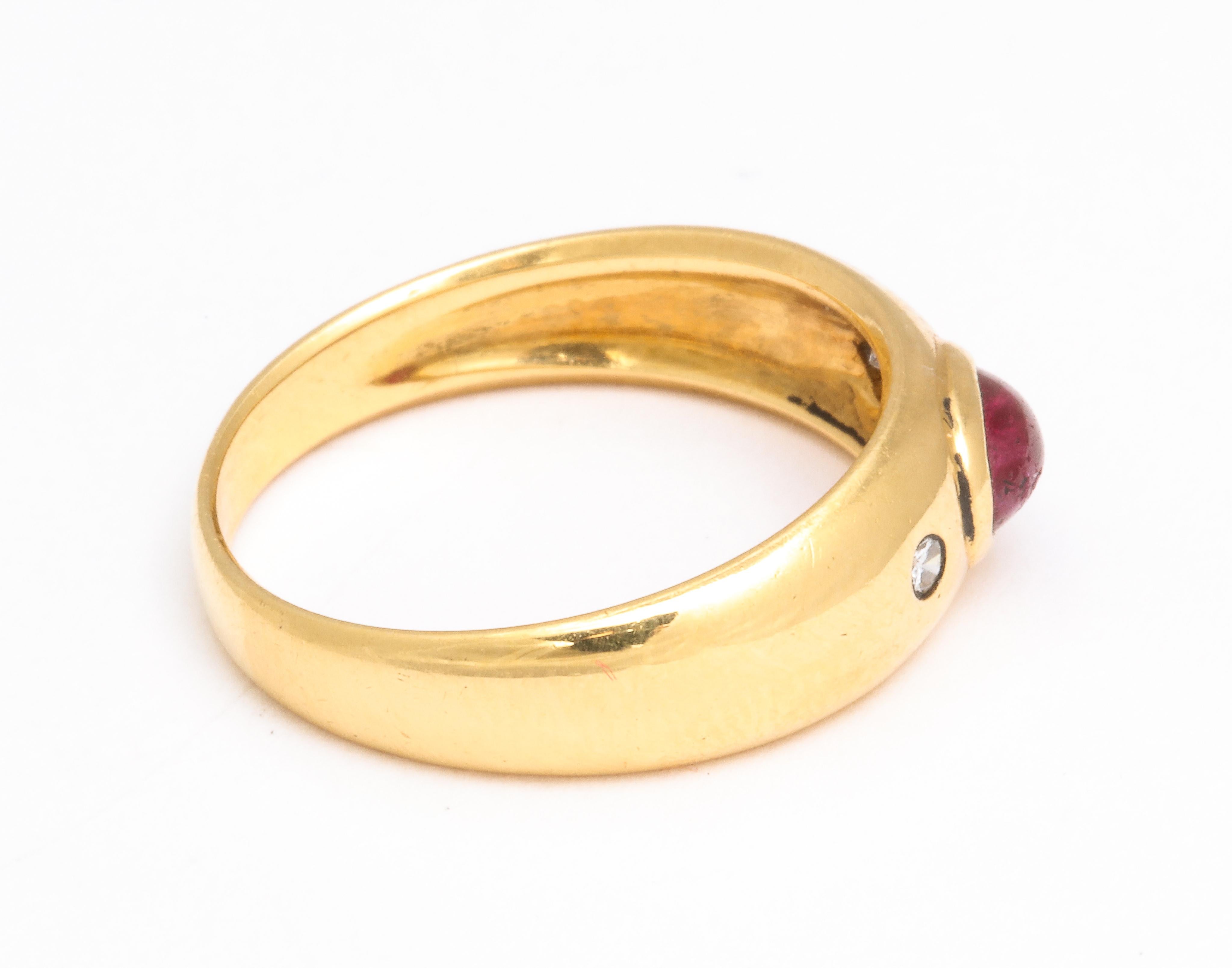 Natural Ruby and Diamond Gold Gypsy Ring 1