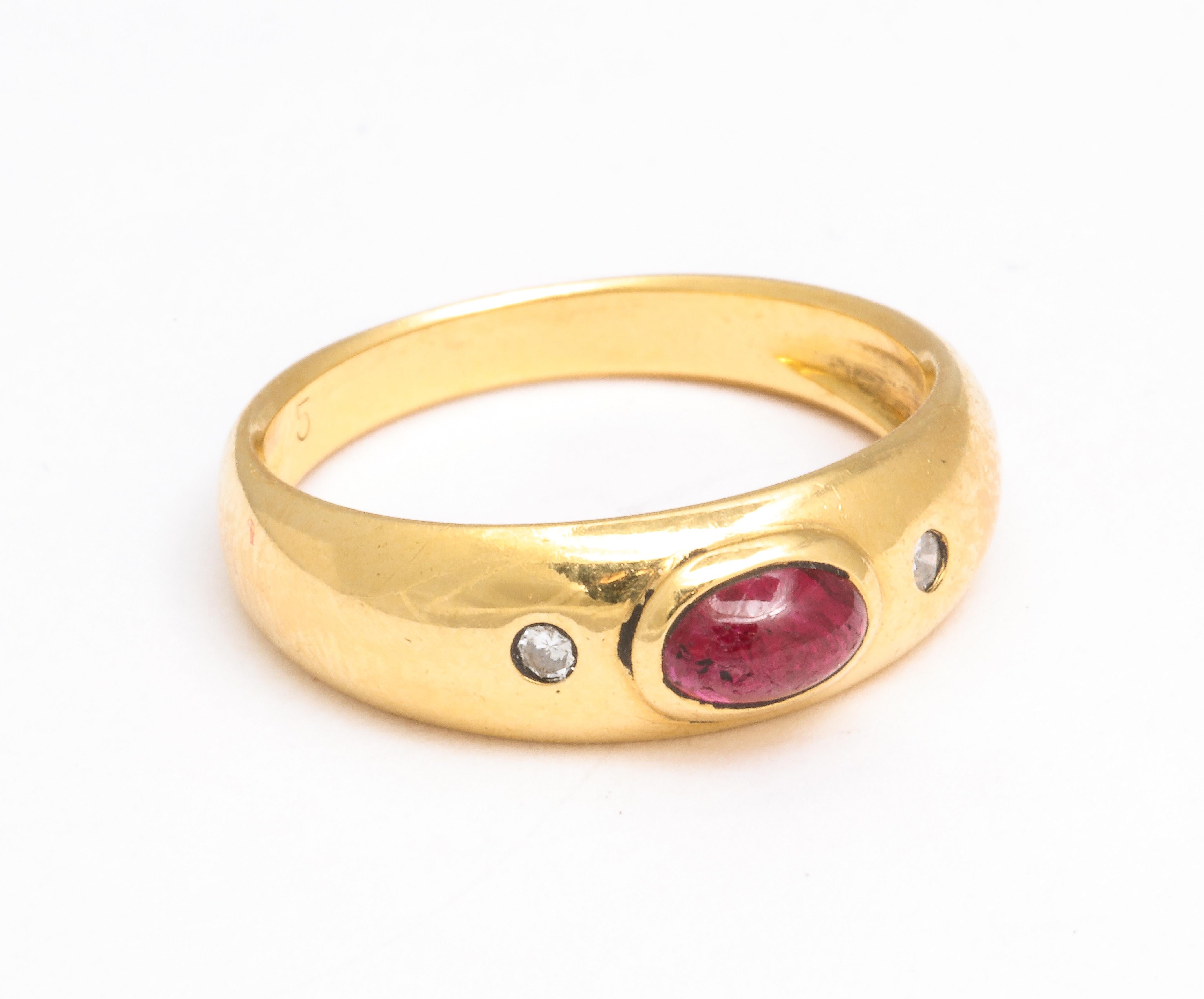 Natural Ruby and Diamond Gold Gypsy Ring 2