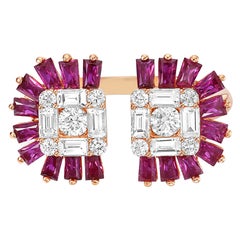 Natural Ruby and Diamond Open Statement Ring in 18K Rose Gold