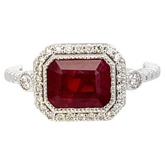 Natural Ruby and Diamond Ring 6.5 14k W Gold 2.46 TCW Certified