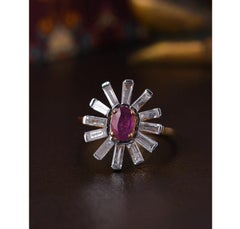 Natürlicher 0,65cts Rubin & 1,03cts Diamant Ring in 18k Gold