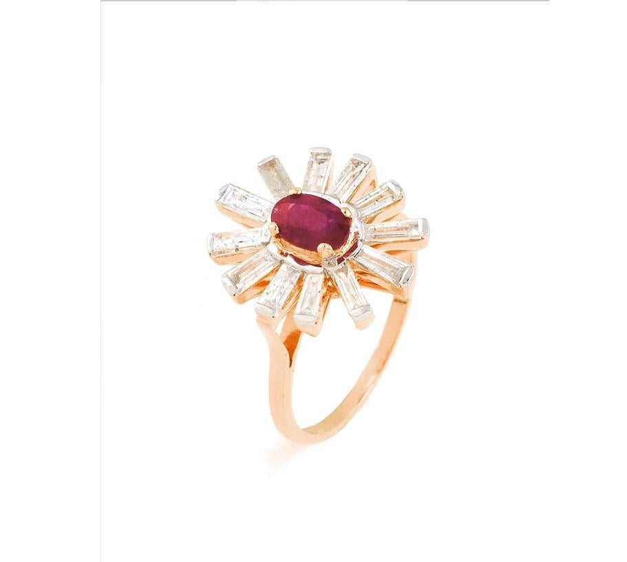 Natural ruby and diamond ring in 18k gold For Sale 3