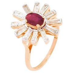 Natural ruby and diamond ring in 18k gold