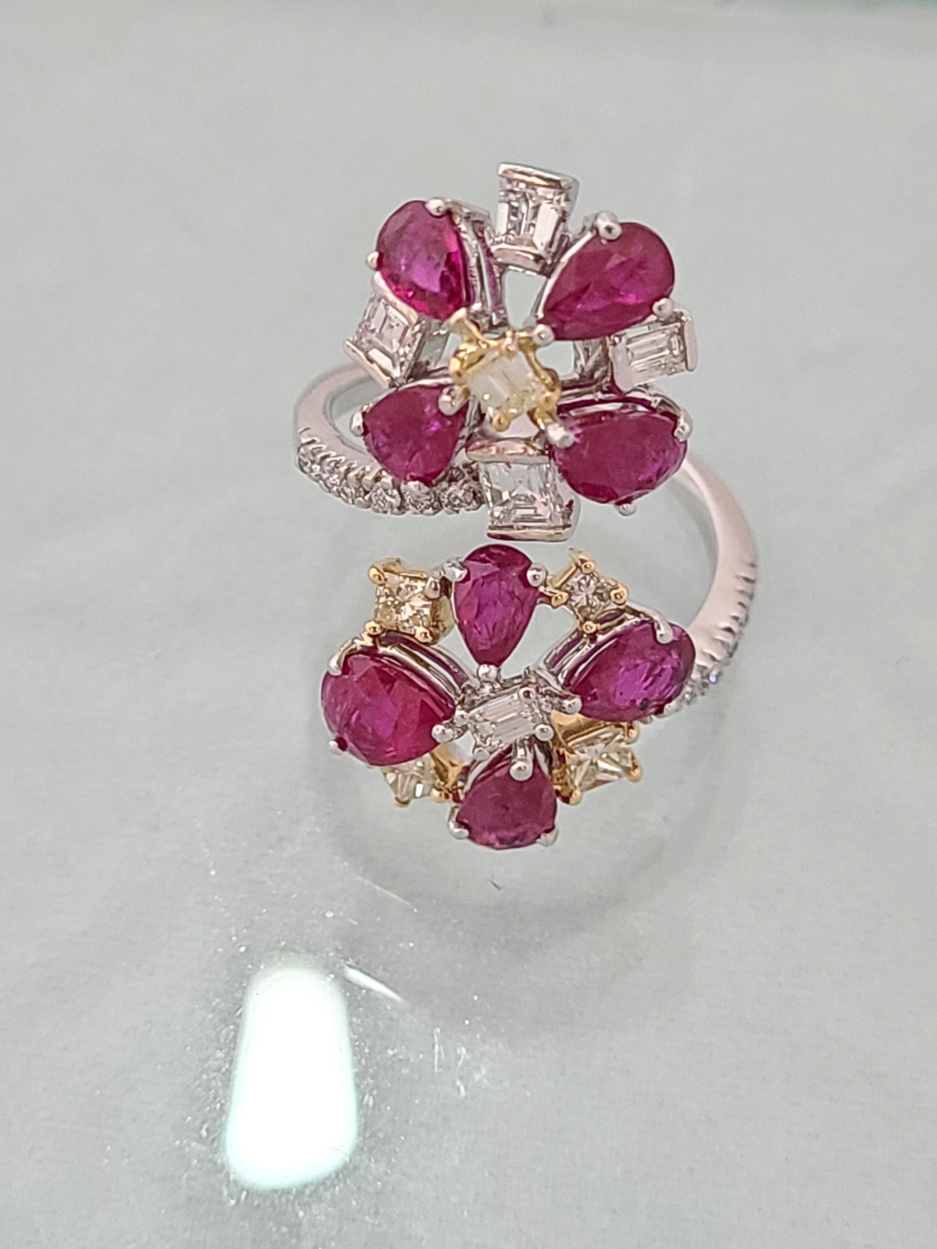 Women's Natural Ruby and Diamond Ring Set in 18 Karat Gold