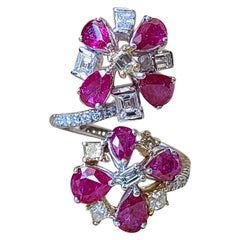 Natural Ruby and Diamond Ring Set in 18 Karat Gold