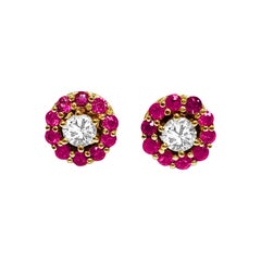 Natural Ruby and Diamond Stud Earrings