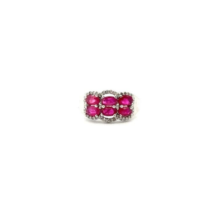 For Sale:  Natural Ruby and Diamond Wedding 925 Silver Band Style Ring for Women 2