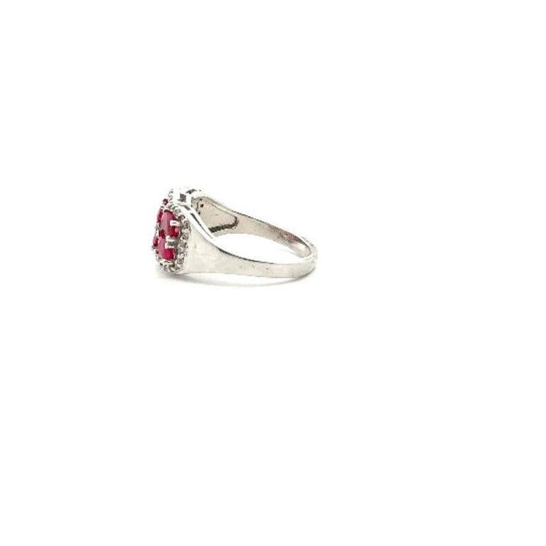 For Sale:  Natural Ruby with Diamond Clustre Halo Ring in 925 Silver Jewelry for Women 6