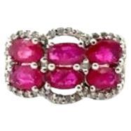 For Sale:  Natural Ruby with Diamond Clustre Halo Ring in 925 Silver Jewelry for Women