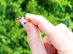 Natural Ruby and Diamond Yellow Gold Cocktail Ring