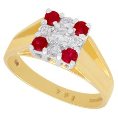 Natural Ruby and Diamond Yellow Gold Cocktail Ring
