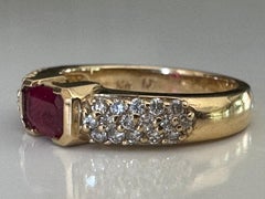 Natural Ruby and Pave Diamond East-West Ring