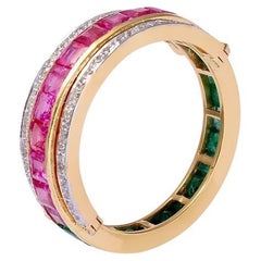 Natural Ruby and zambian emerald ring in 14k gold