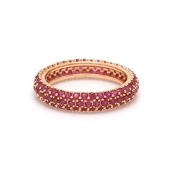 Natural 1.95 cts ruby band ring in 14k gold