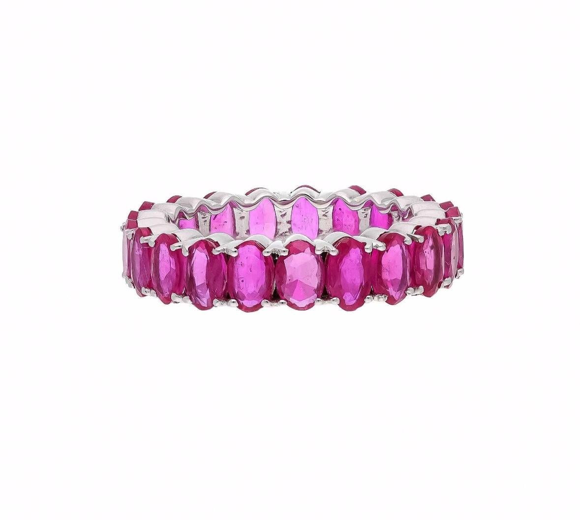 Mixed Cut Natural ruby band ring in 18k gold