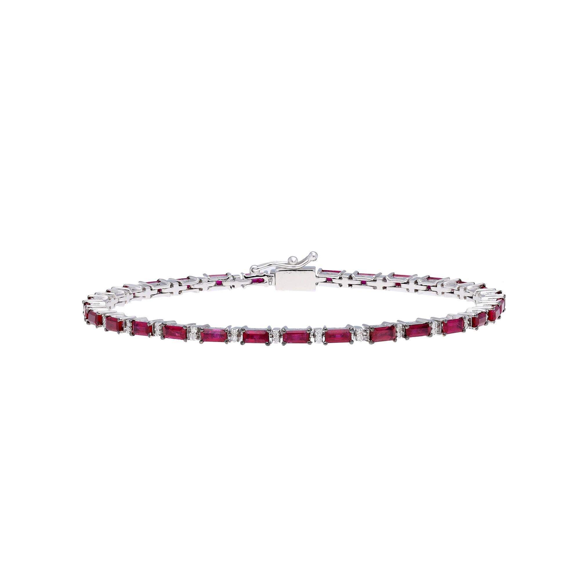 Women's Natural Ruby bracelet with diamond 0.28 cts in 18k gold For Sale