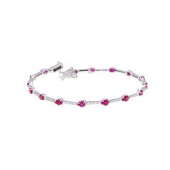 Natural Ruby & Diamond Bracelet in 18k Gold
