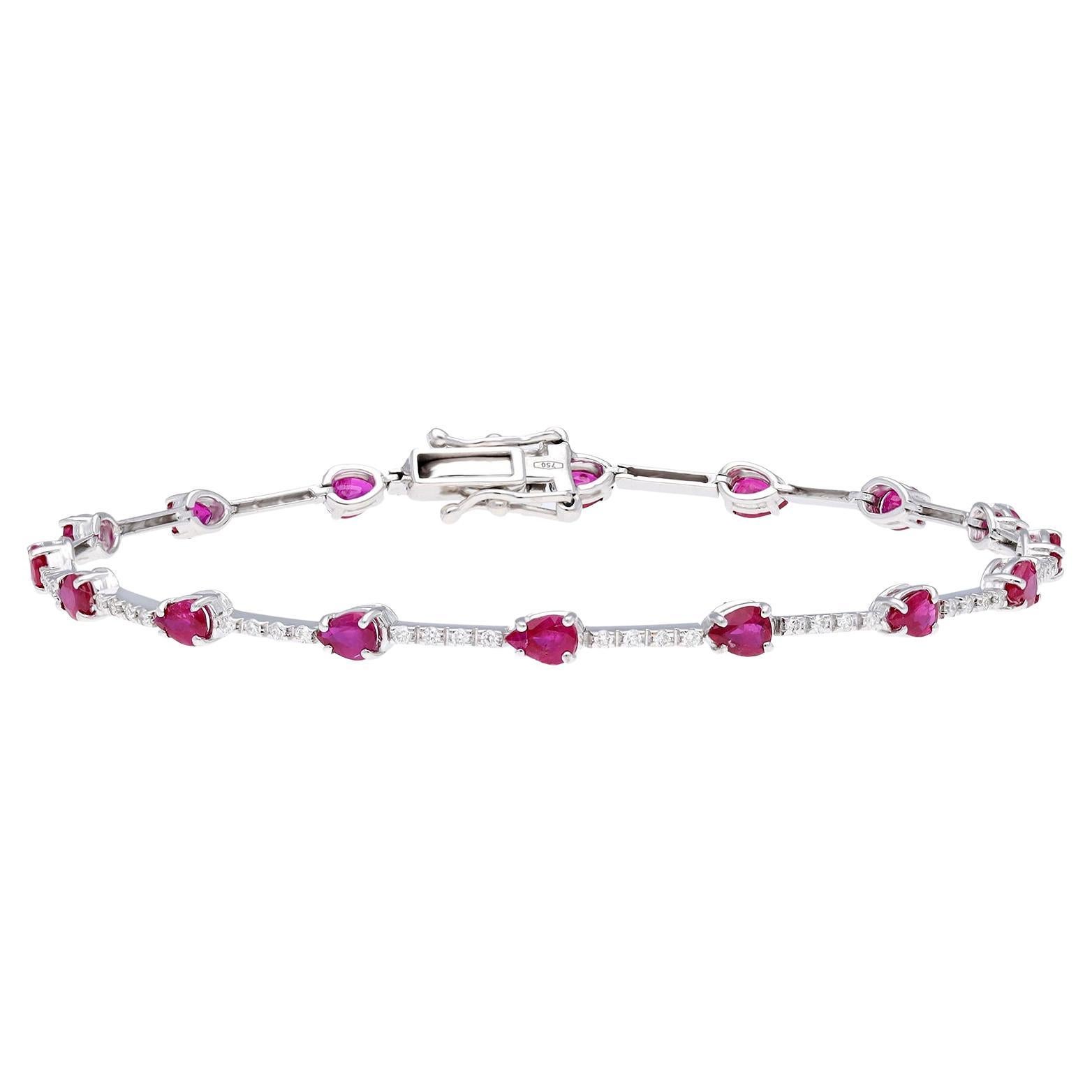 Natural Ruby bracelet with diamond 0.40 cts in 18k gold