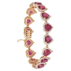Natürliches Rubin-Armband mit Diamanten aus 18 Karat Gold