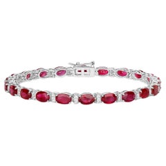 Bracelet en rubis naturel avec diamants 11,6 carats or blanc 14K