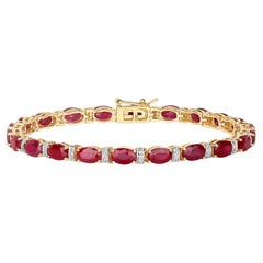 Natural Ruby Bracelet With Diamonds 11.6 Carats 14K Yellow Gold