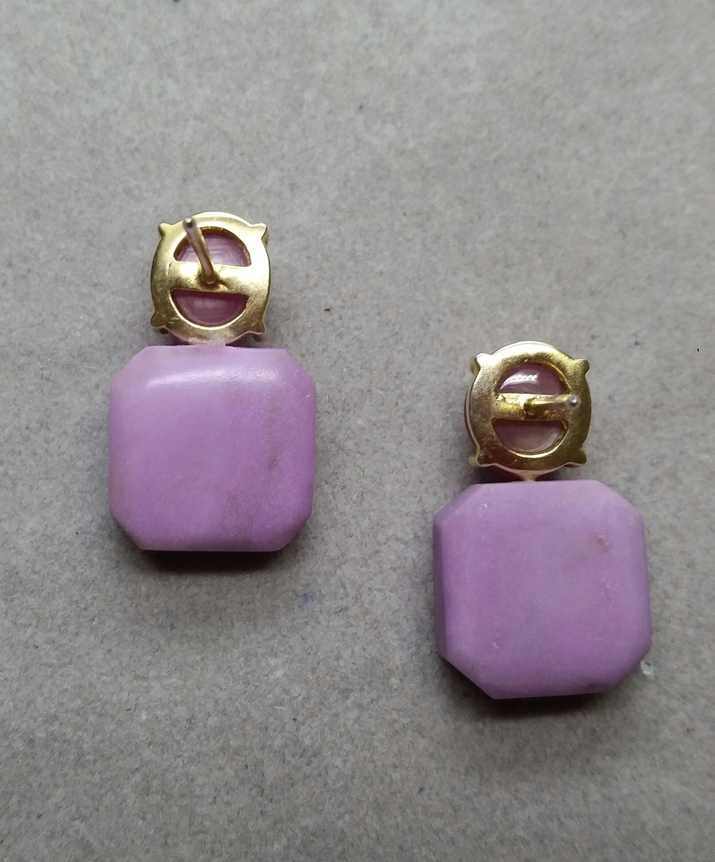 Natural Ruby Cabs Octagon Shape Phosphosiderite 14 Kt Yellow Gold Stud Earrings In Good Condition For Sale In Bangkok, TH