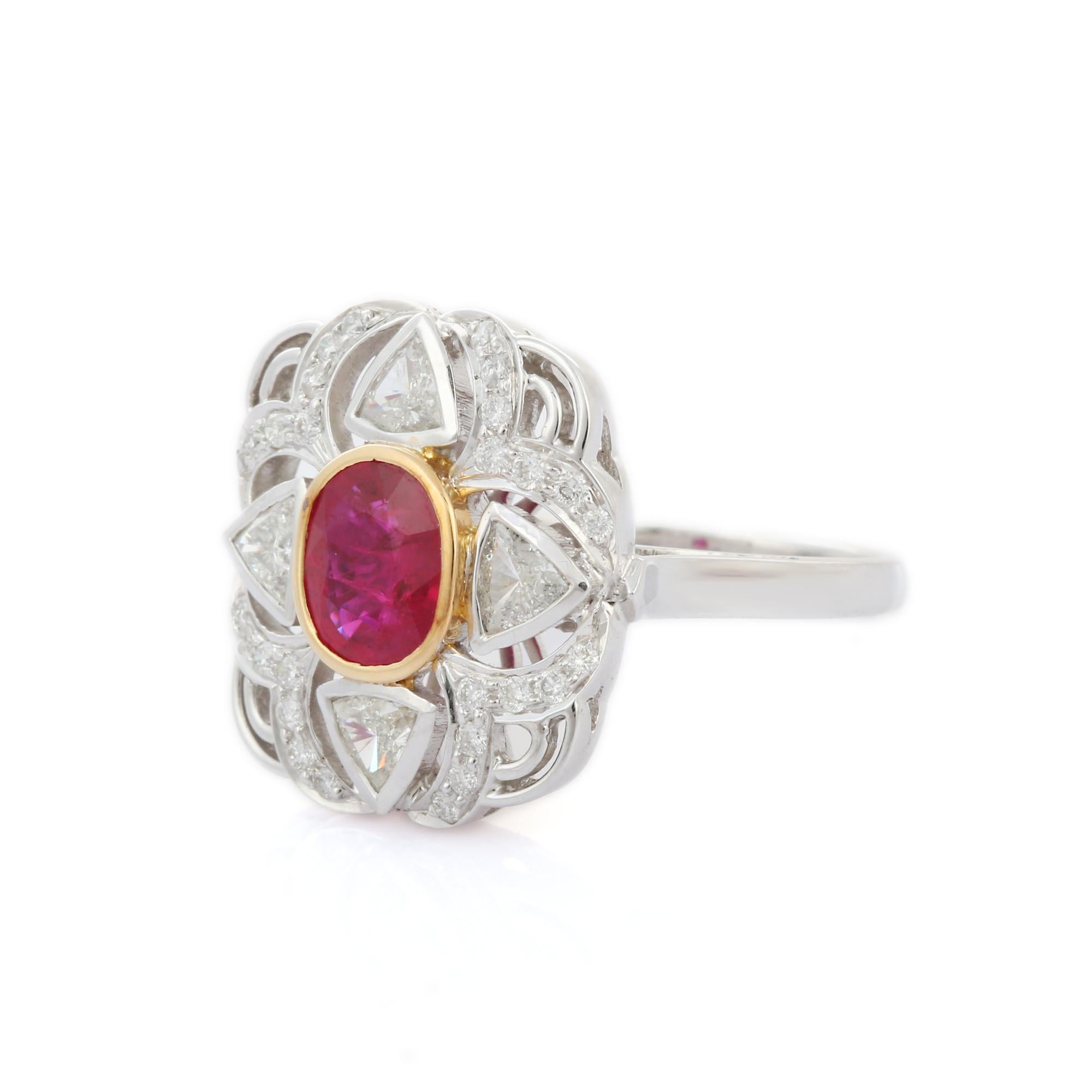 For Sale:  Natural Ruby Designer Cluster Diamond Ring For Wedding in 18K Solid White Gold 4